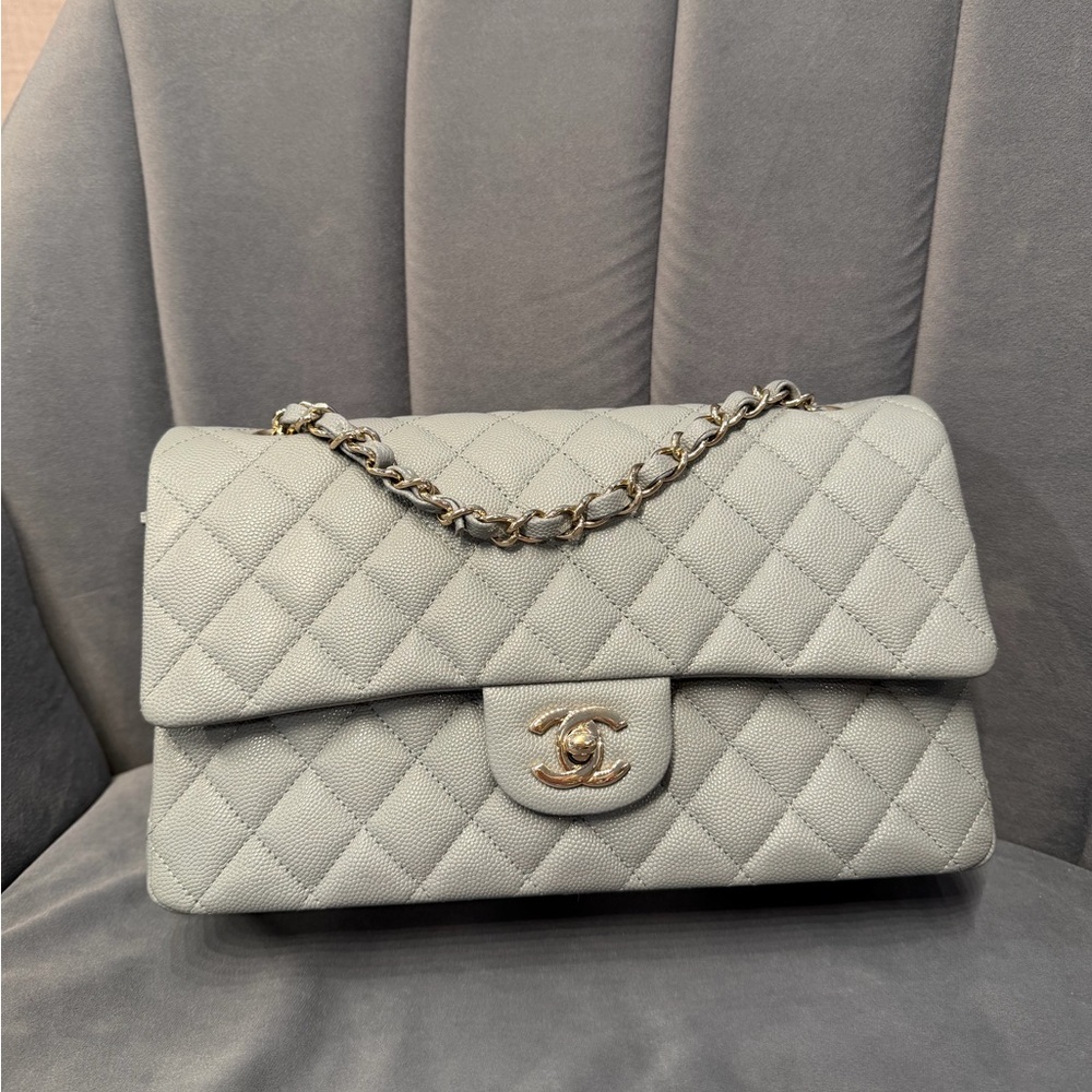 Chanel Quilted Gray Shoulder Bag
